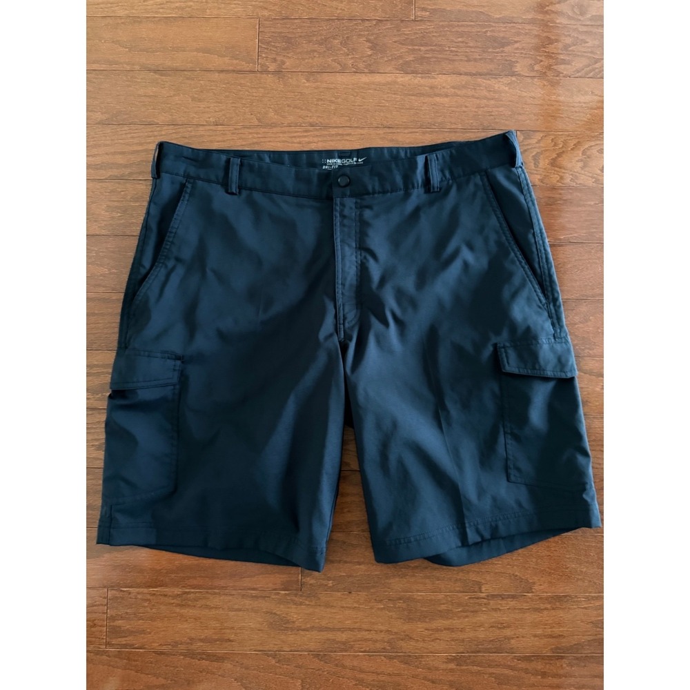 Nike Golf Shorts Mens 36 Black Dri-FIT Performance Flat Front Pockets Sports EUC